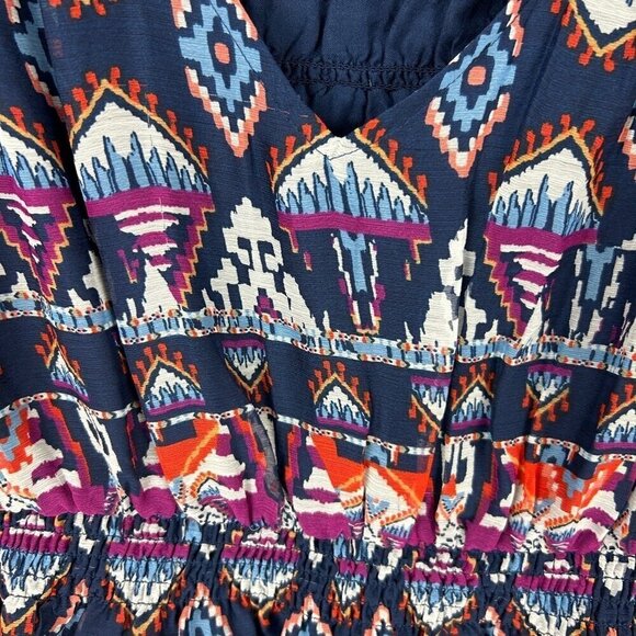 Old Navy Aztec Waist Defined Printed Dolman Sleeve Top Large Blue NWT - Picture 10 of 15